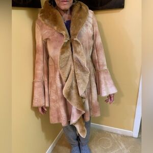 Newport News Gold tones faux fur and suede coat 24 hour sale🔴